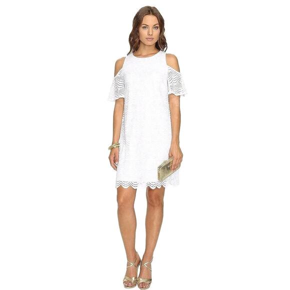 Lilly Pulitzer Dresses & Skirts - Lilly Pulitzer Somerset eyelit crochet cold shoulder womens dress white Sz Small